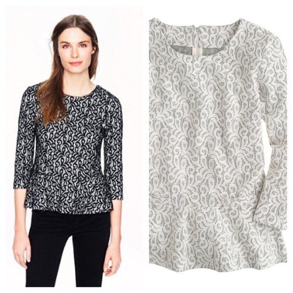 J.crew/white And grey peplum top - Picture 1 of 3